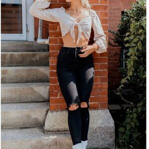 Endless Blu. Crop Blouse Size Large